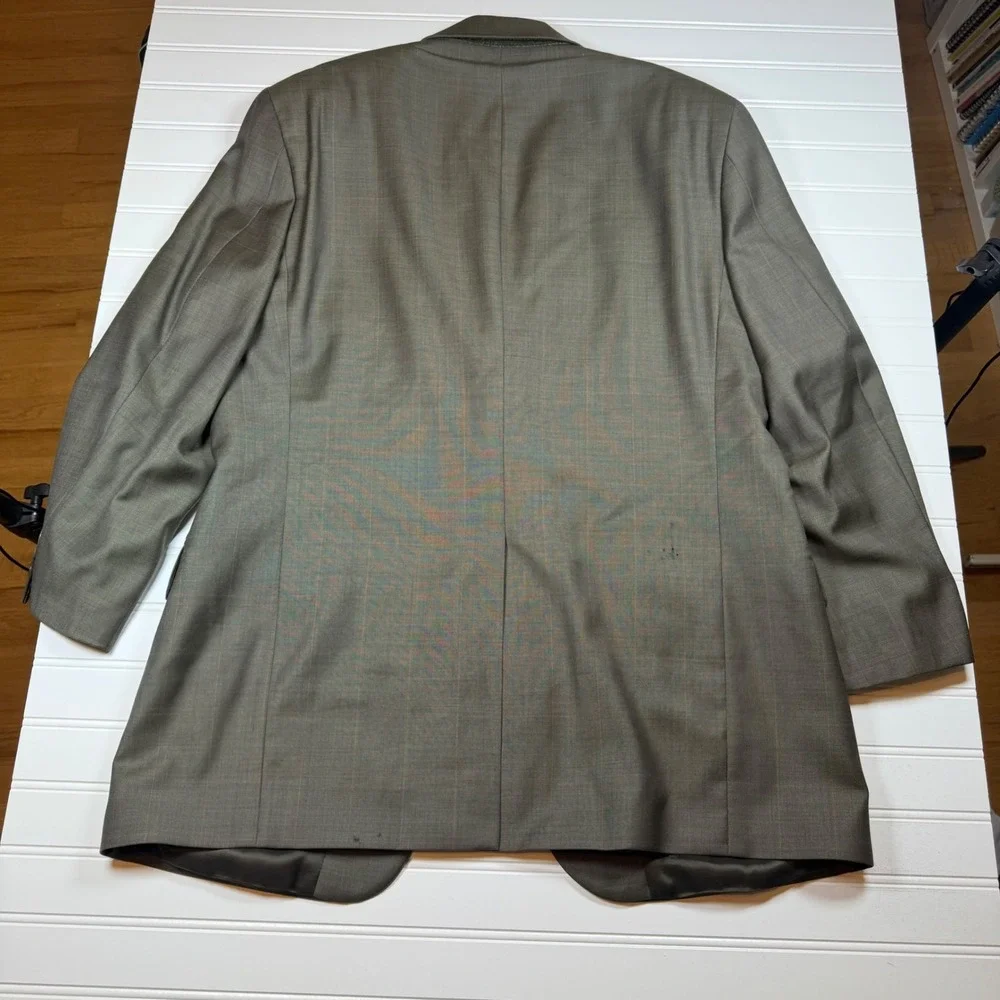 Flawed Brooks Brothers Mens 42R Wool Blazer Jacket Brown Grey Windowpane Check